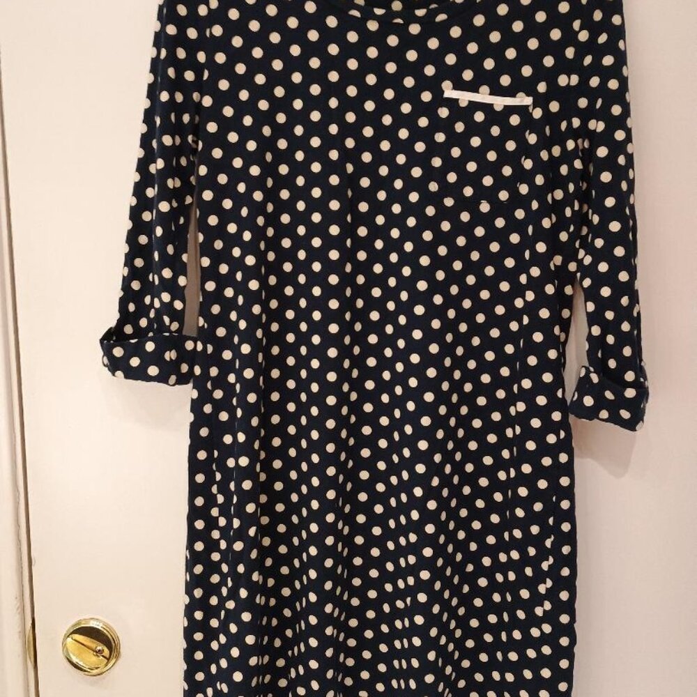 Soma Night Shirt- Navy with Cream Dots- Size Small